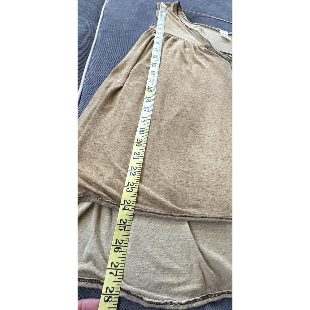 We The Free People Hudson Henley Tank Top Distressed Raw Hem Green Large - Picture 8 of 10